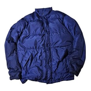 Vintage Herters Hudson Bay Virgin Goose Down Puffer Mens L Bomber Blue Full Zip
